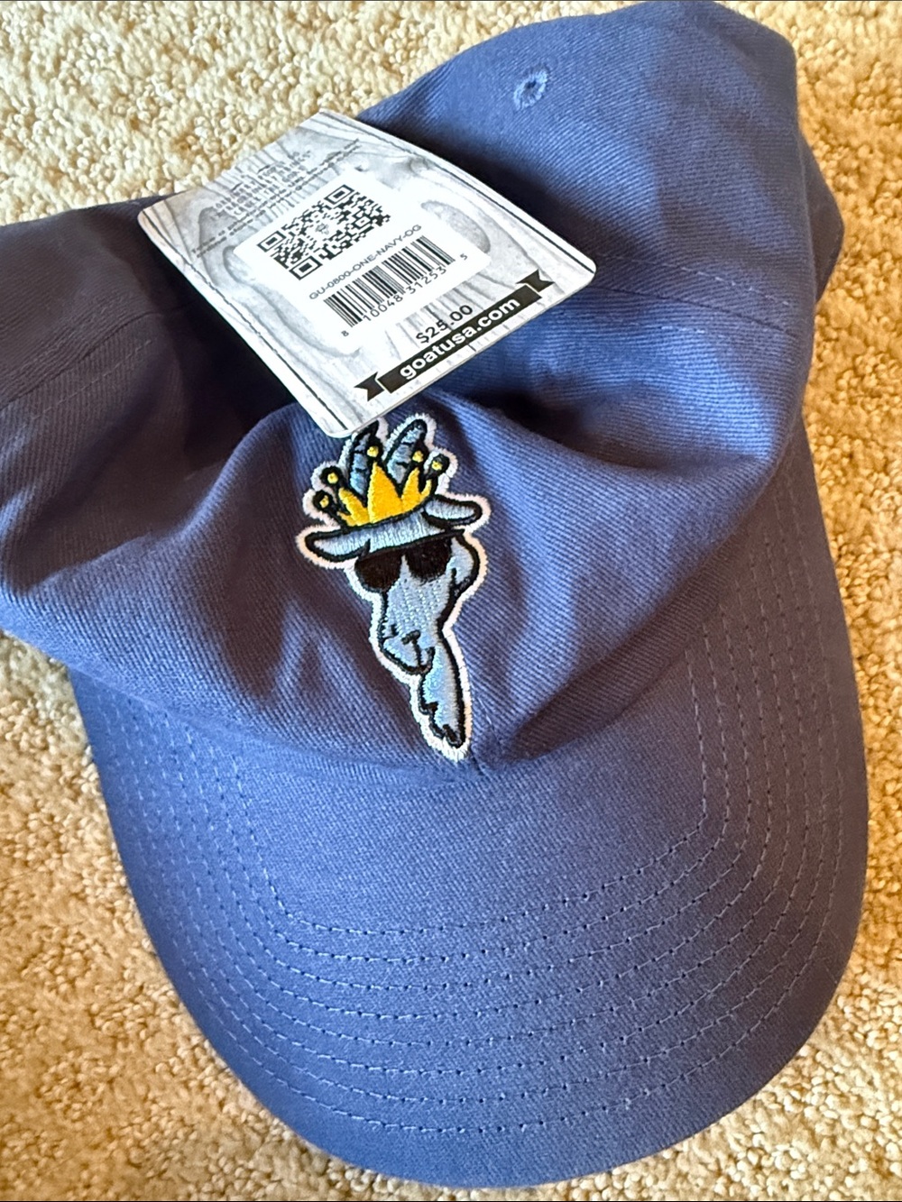 Kids Blue Embroidered Giraffe Crown Baseball Cap